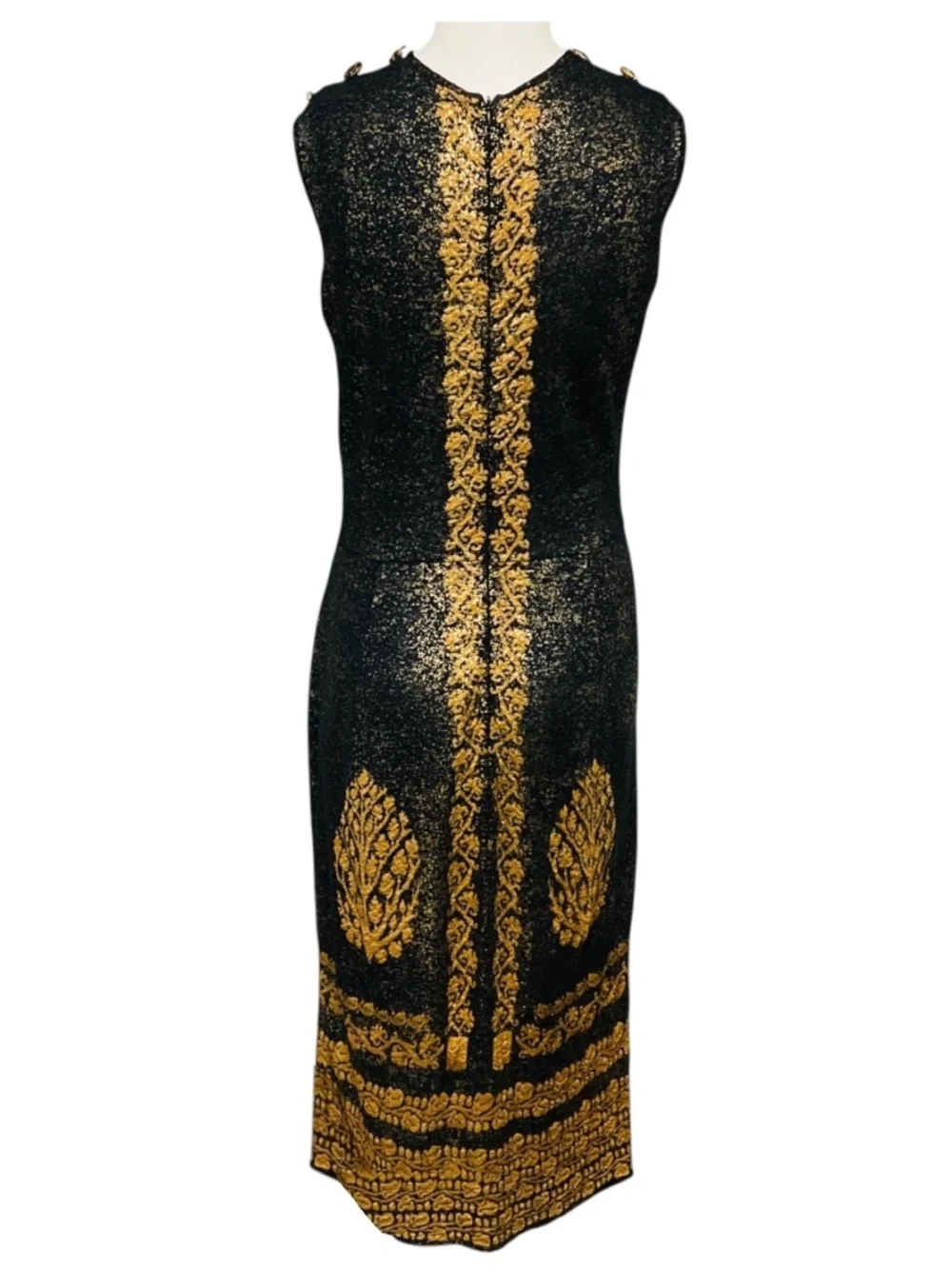 CHANEL GOLD METALLIC / BLACK PARIS VENICE RUNWAY 2010 SHIMMERING BAROQUE SLEEVEL